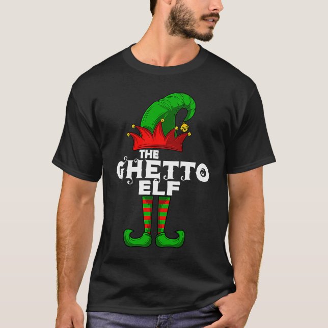 GHETTO Elf Family Christmas Group Matching PJ T-Shirt (Front)
