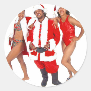 Ghetto Santa and his Elves from the Hood Classic Round Sticker