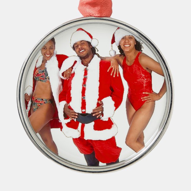 Ghetto Santa and his Elves from the Hood Metal Tree Decoration (Front)
