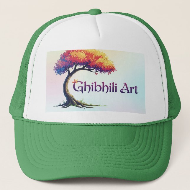 Ghibhili Art: Where Imagination Takes Root Trucker Hat (Front)