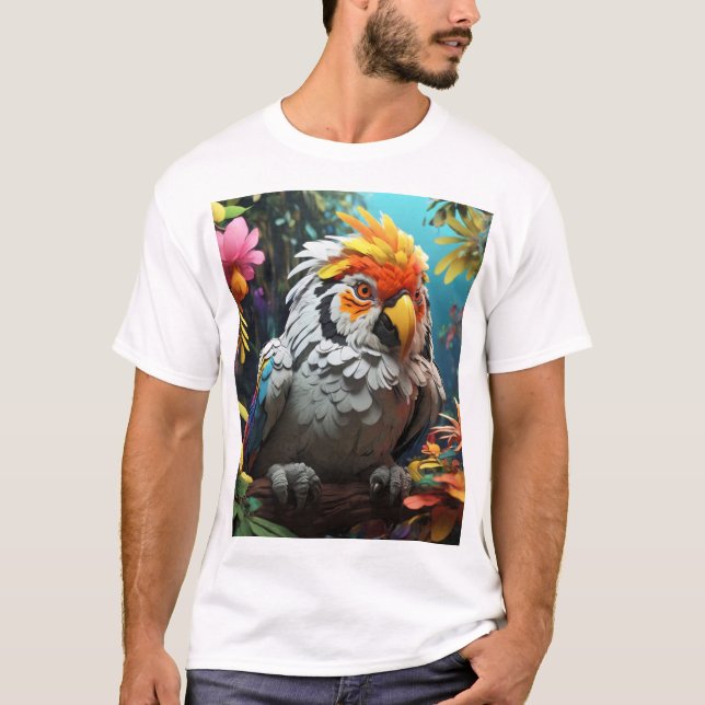 Ghibli Gang Tiger and Tropical Birds T-Shirt  (Front)