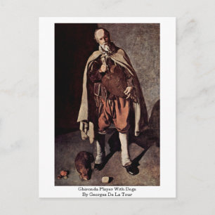 Ghironda Player With Dogs By Georges De La Tour Postcard