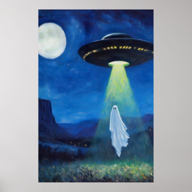 Ghost Abduction Art Print Spooky Sci-Fi Halloween (Front)