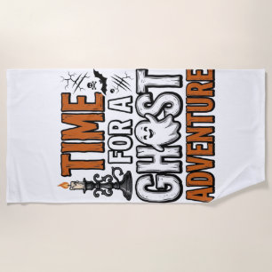 Ghost Adventure Halloween Vintage Typography Desig Beach Towel