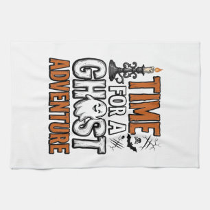Ghost Adventure Halloween Vintage Typography Desig Tea Towel