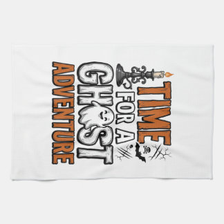 Ghost Adventure Halloween Vintage Typography Desig Tea Towel