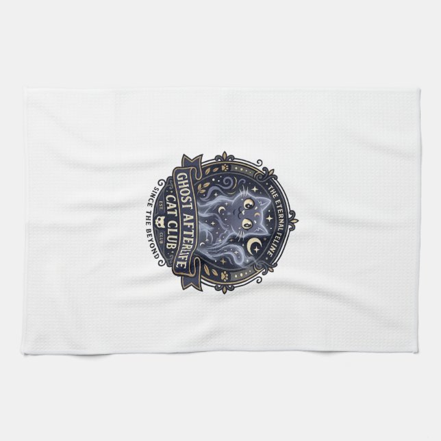Ghost Afterlife Cat Cat Dad Gift Idea - Ghost Afte Tea Towel (Horizontal)