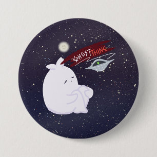 Ghost Alien Abduction Halloween Buttons