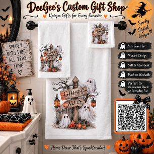 Ghost Alley Spooky Halloween Bath Towel Set