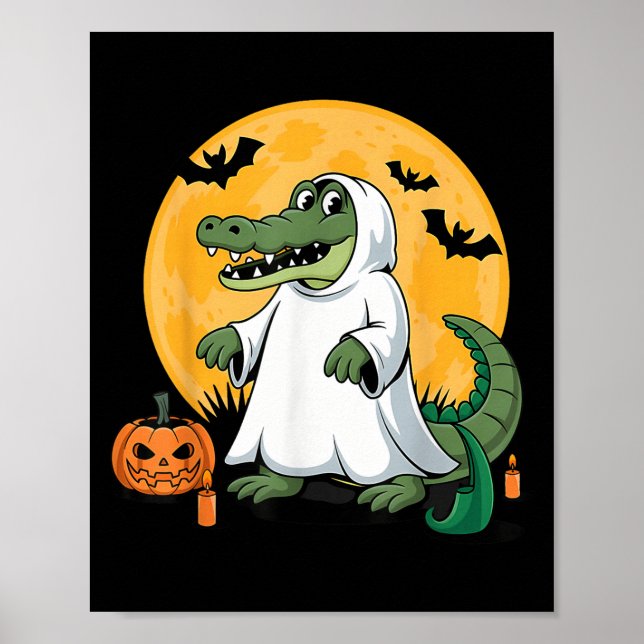 Ghost Alligator Halloween Soky Gator Lovers  Poster (Front)