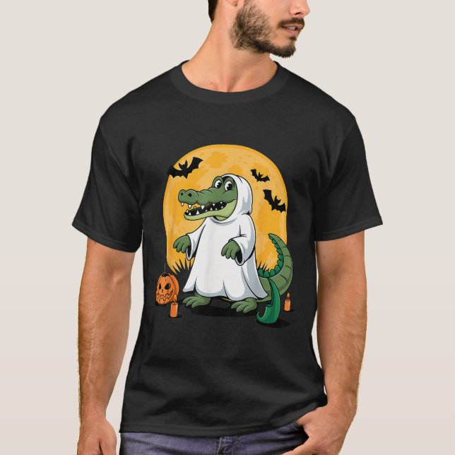 Ghost Alligator Halloween Soky Gator Lovers  T-Shirt (Front)