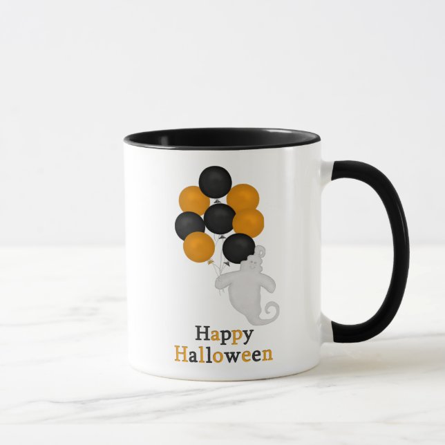 Ghost and Balloons Happy Halloween Mug (Right)