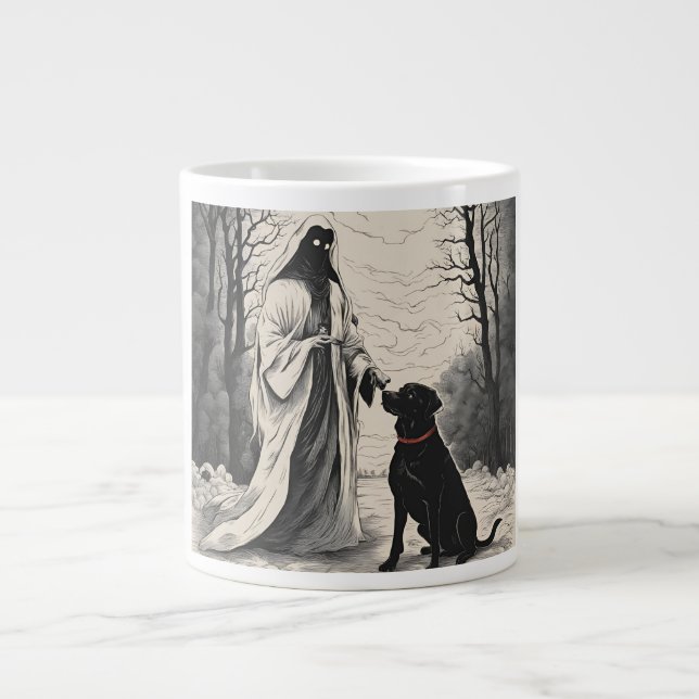 Ghost and black dog halloween 2024 large coffee mug (Front)