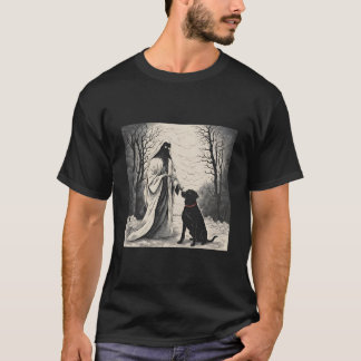 Ghost and black dog halloween 2024 T-Shirt