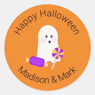 Ghost and Candy Halloween Favour Classic Round Sticker