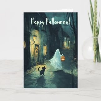 Ghost and Cat Trick or Treat Thank You Card