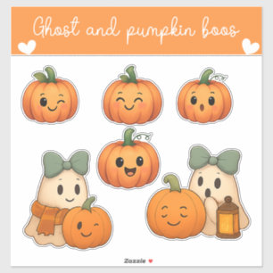 Ghost and Pumpkin Boos Sticker Sheet 