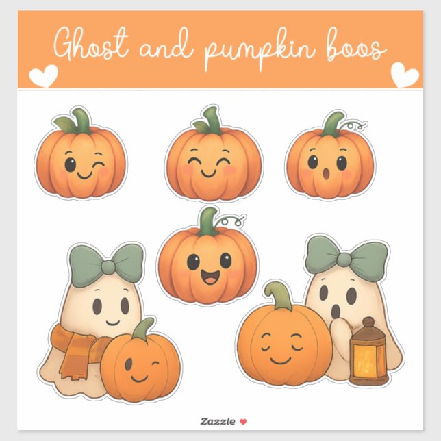 Ghost and Pumpkin Boos Sticker Sheet  (Sheet)