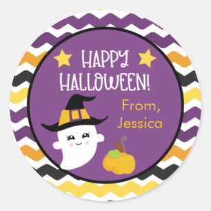 Ghost and Pumpkin Kids Halloween Classic Round Sticker