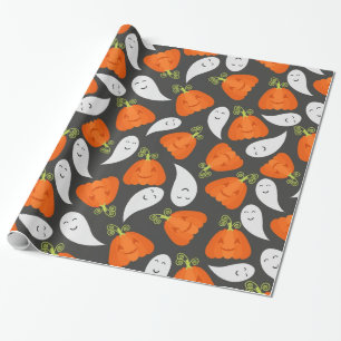 Ghost And Pumpkin Pattern Wrapping Paper