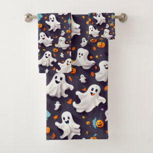 Ghost and Pumpkins Halloween Bath Towel Set