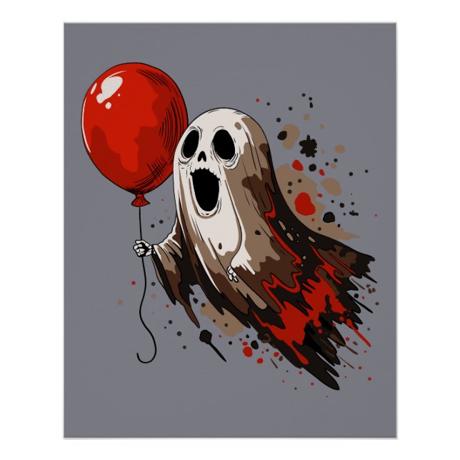 Ghost and Red Balloon Poster (Front)