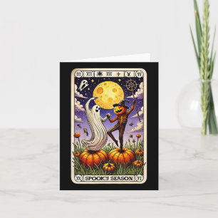 Ghost And Skeleton Dancing Funny Halloween Tarot C Card