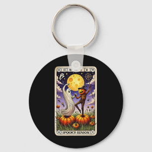 Ghost And Skeleton Dancing Funny Halloween Tarot C Key Ring