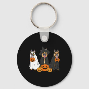 Ghost And Witch German Shepherd Key Ring