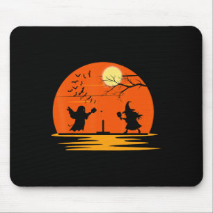 Ghost And Witch Playing Pickleball Halloween Costu Mouse Mat