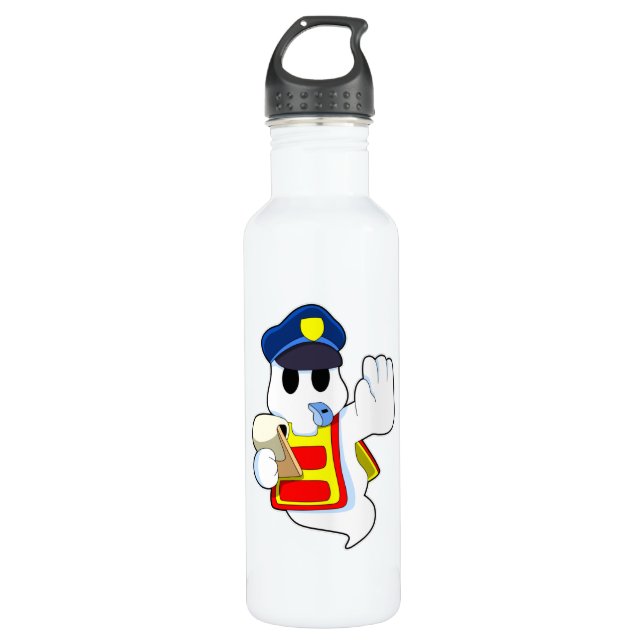 Ghost as Police officer with Whistle 710 Ml Water Bottle (Front)