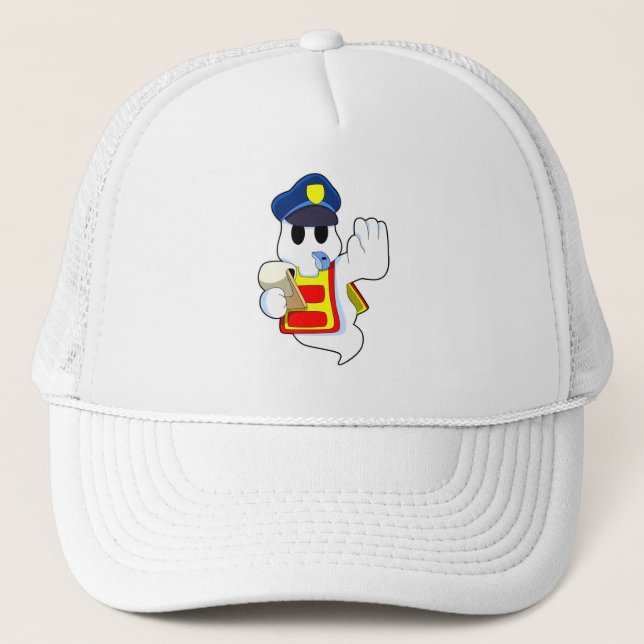 Ghost as Police officer with Whistle Trucker Hat (Front)