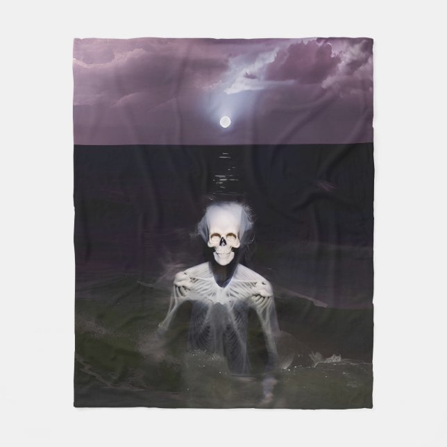 Ghost at Sea - Oil Painting Fleece Blanket (Front)