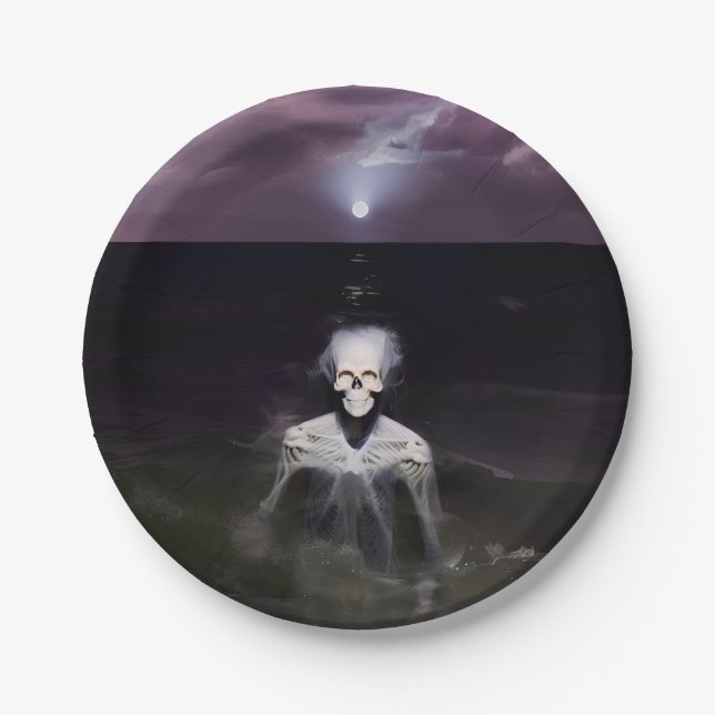 Ghost at Sea - Oil Painting Paper Plate (Front)