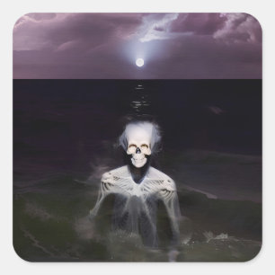 Ghost at Sea - Oil Painting Square Sticker