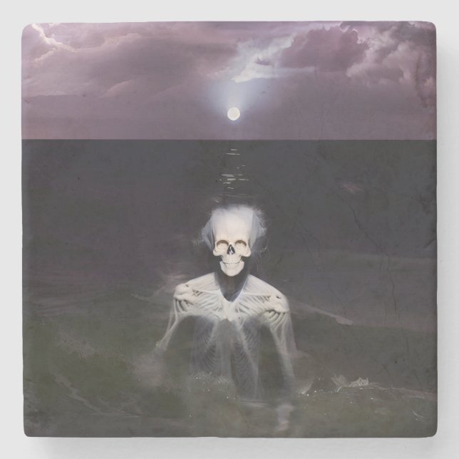 Ghost at Sea - Oil Painting Stone Coaster (Front)