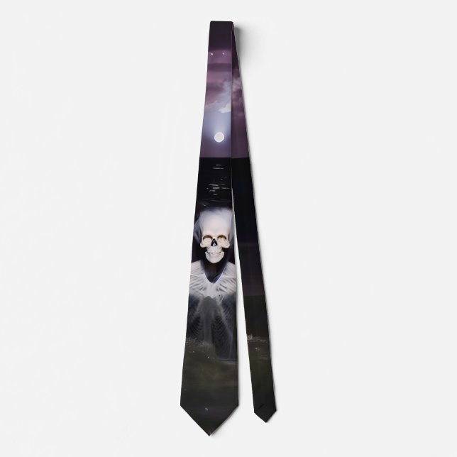 Ghost at Sea - Oil Painting Tie (Front)