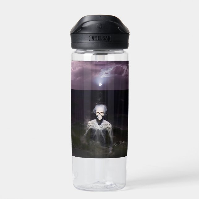 Ghost at Sea - Oil Painting Water Bottle (Back)