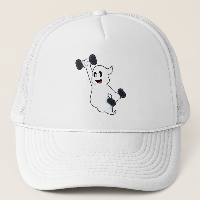 Ghost at Strength training with Dumbbells Trucker Hat (Front)
