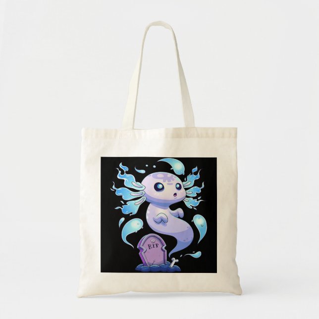 Ghost Axolotl Halloween Creepy Spooky Axolotl Spoo Tote Bag (Front)