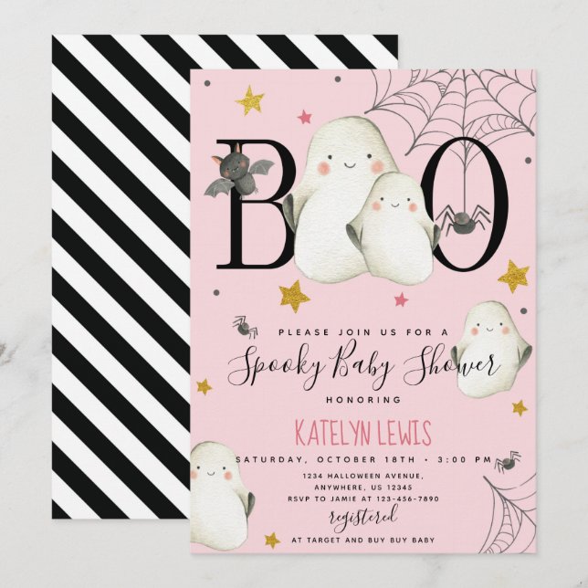 Ghost Baby Shower Invitation (Front/Back)