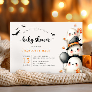 Ghost Baby Shower Little Boo Halloween  Invitation