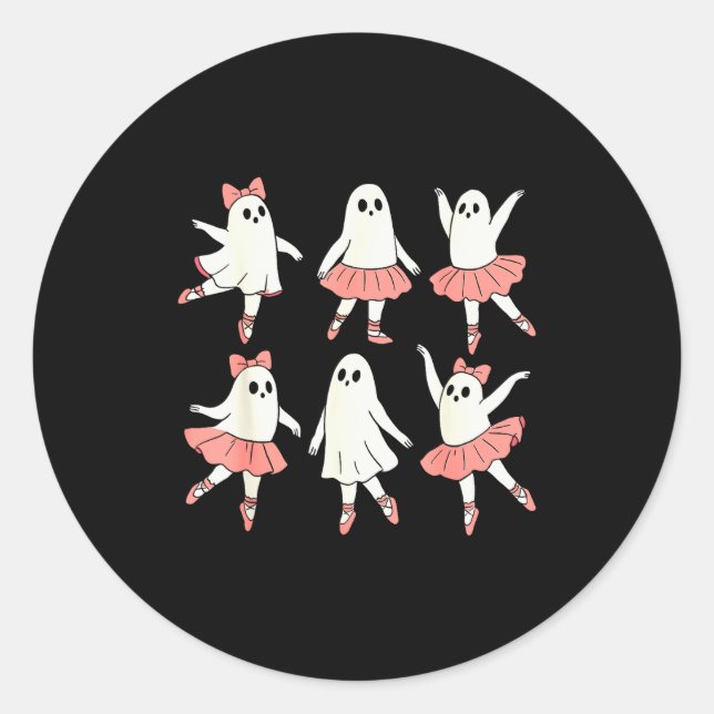 Ghost Ballerina Ballet Dance Teacher Halloween Cos Classic Round Sticker (Front)