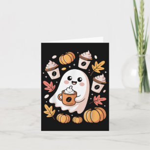 Ghost Barista Halloween Design With Cute Coffee Th Card