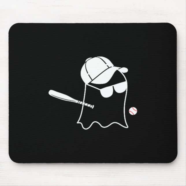 Ghost Baseball Halloween Costume Funny Baseball Mouse Mat (Front)