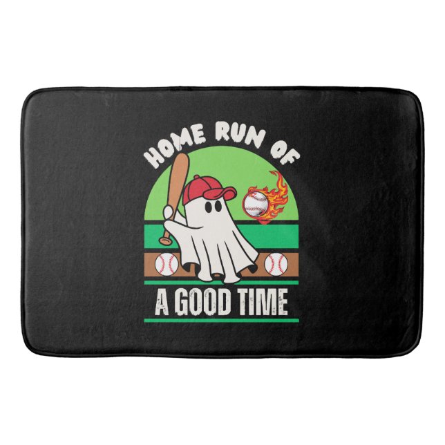 Ghost Baseball Player Halloween Bath Mat (Front)