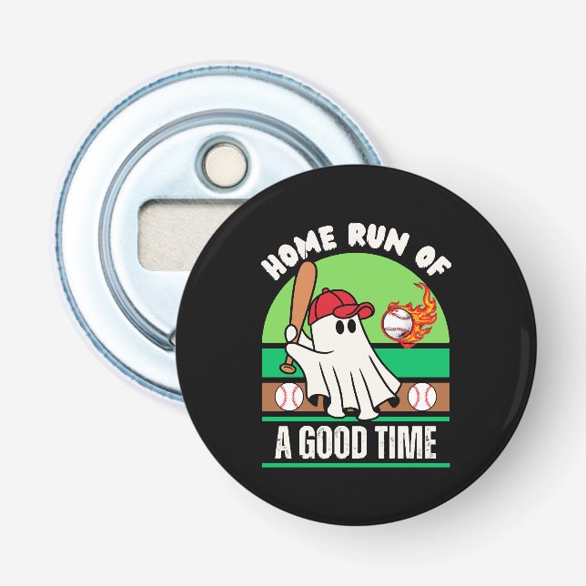 Ghost Baseball Player Halloween Bottle Opener (Front)