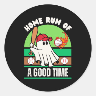 Ghost Baseball Player Halloween Classic Round Sticker