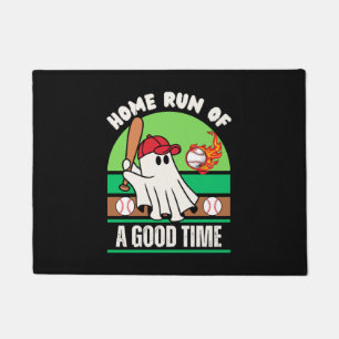 Ghost Baseball Player Halloween Doormat