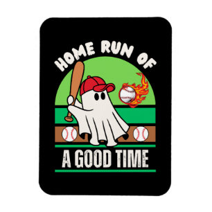 Ghost Baseball Player Halloween Magnet